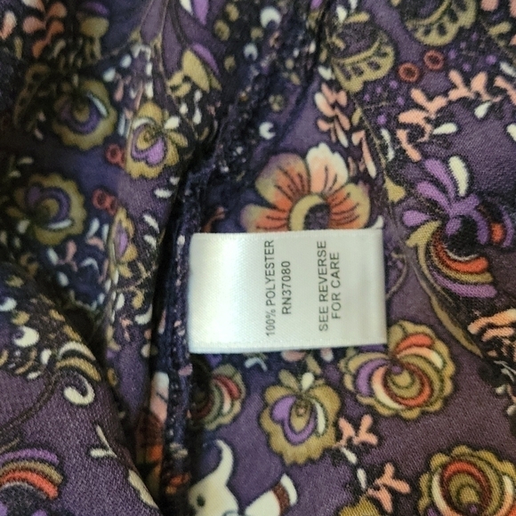 3/$30 CATO Purple Elephant Floral Oversized Long Sleeve Hi-low Scoop Neck Tunic - Picture 8 of 10